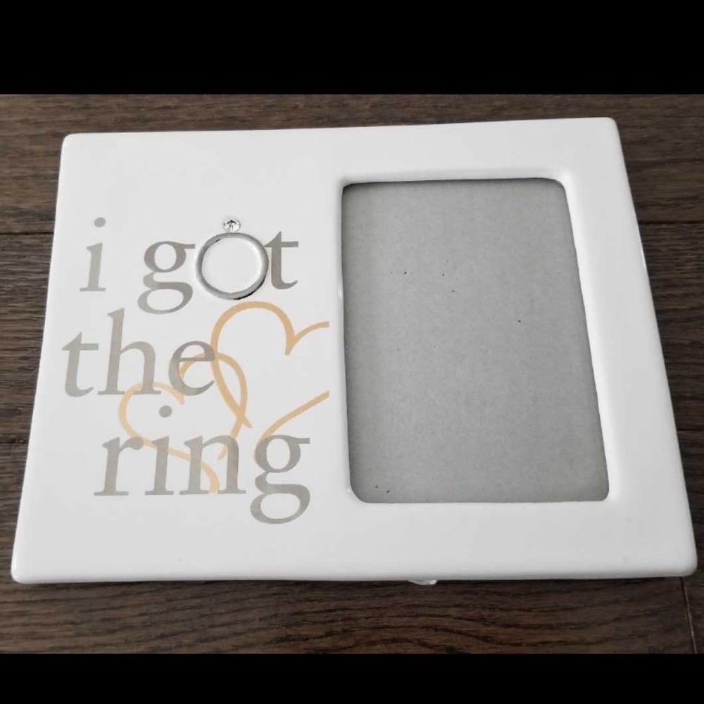 Engagement White and Gold Photo Frame with ring!